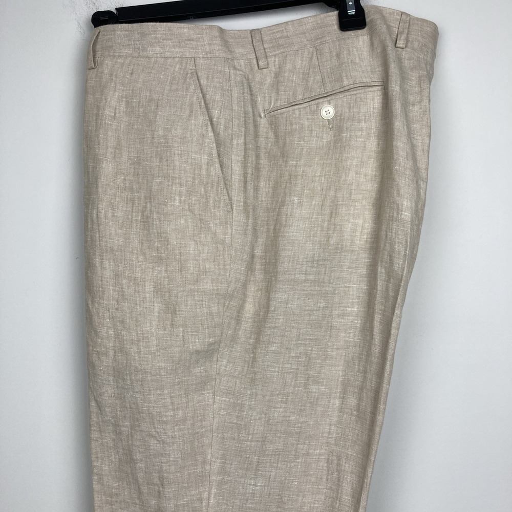 Tommy Hilfiger Mens Modern fit Dress Pants 36Wx29L Beige Solid Linen F03440 - Picture 3 of 8